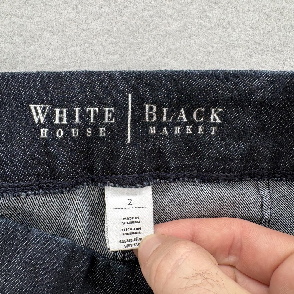 White House Black Market High Rise Skinny Jeans Womens 2 Blue Dark Wash Stretch - Picture 3 of 11